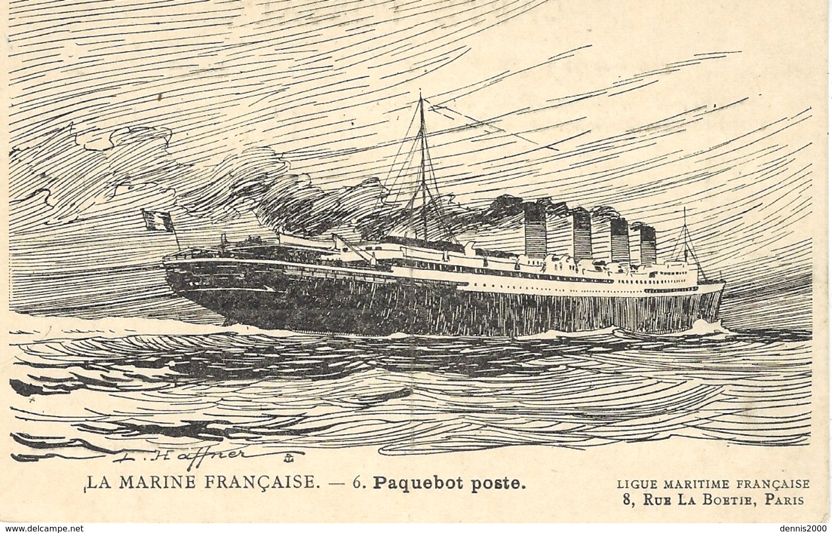 La Marine Française - 6 - Paquebot Poste - Illust. HAFFNER - Ed. Ligue Maritime Française, Paris - Haffner