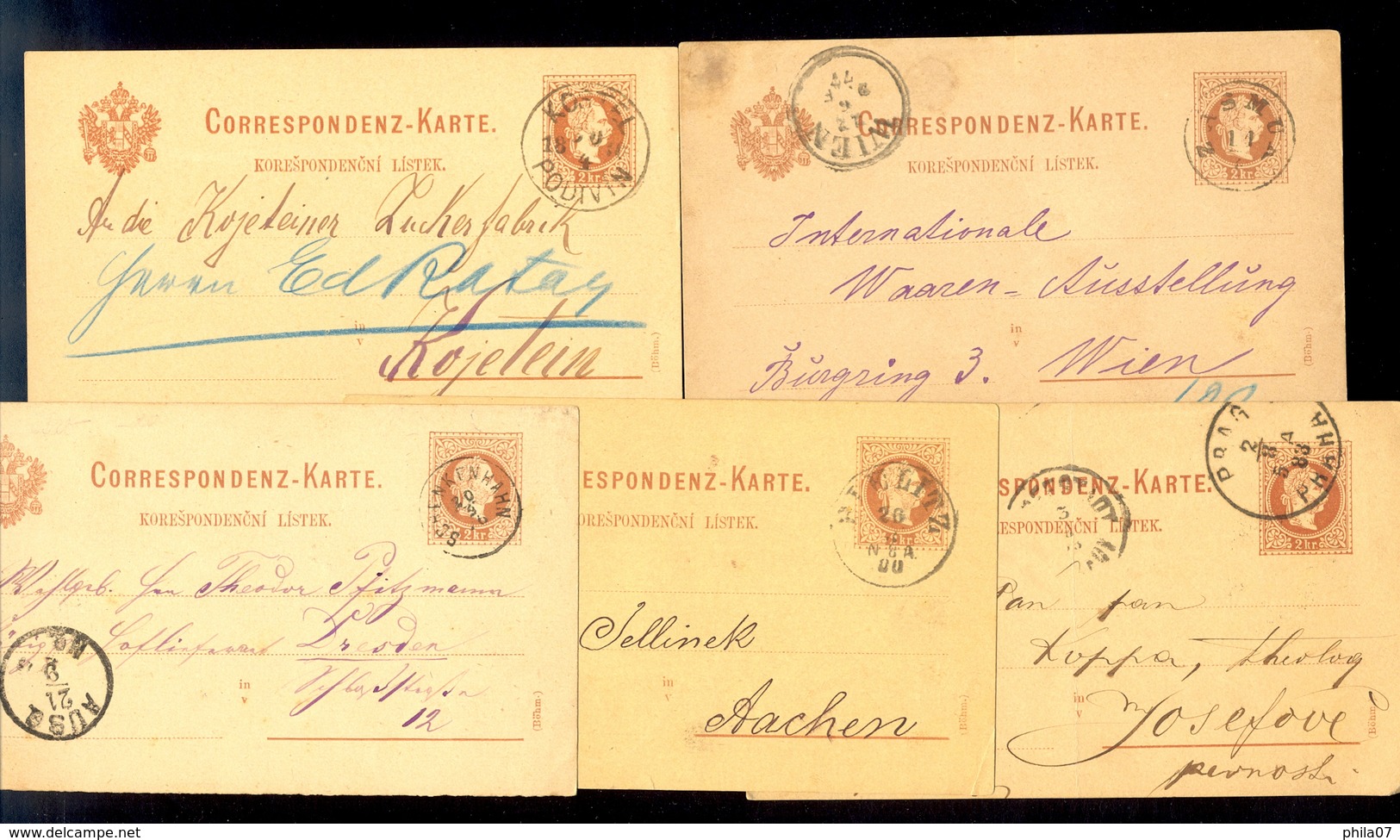 Austria-Czech - 5 Old Stationery For Czech Speaking Area With Interesting Cancels. - Other & Unclassified