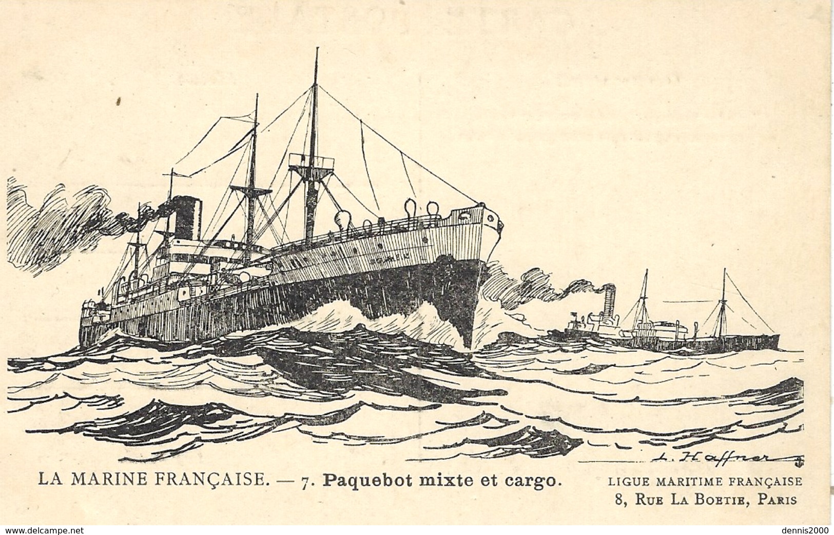 La Marine Française - 7 - Paquebot Miste Et Cargo - Illust. HAFFNER - Ed. Ligue Maritime Française, Paris - Haffner