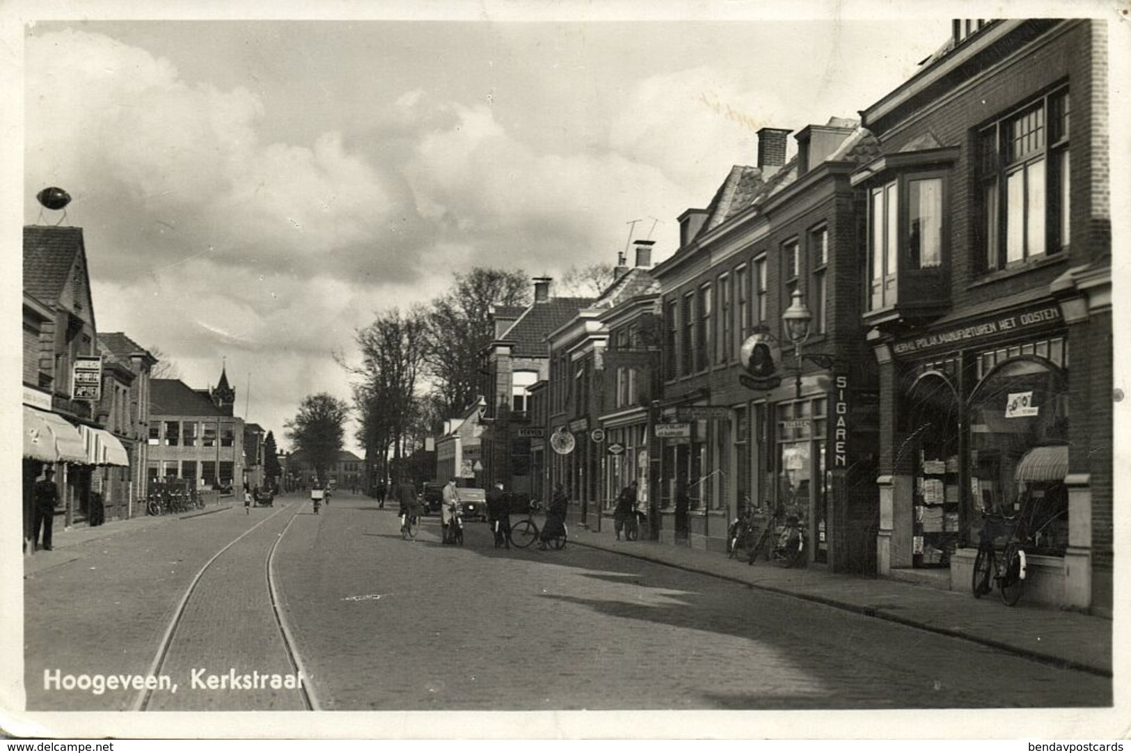 Nederland, HOOGEVEEN, Kerkstraat, Cafe, Sigarenzaak (1943) Ansichtkaart - Hoogeveen