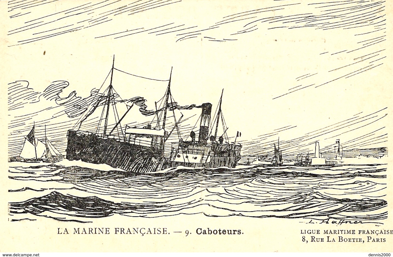 La Marine Française - 9 - Caboteurs - Illust. HAFFNER - Ed. Ligue Maritime Française, Paris - Haffner