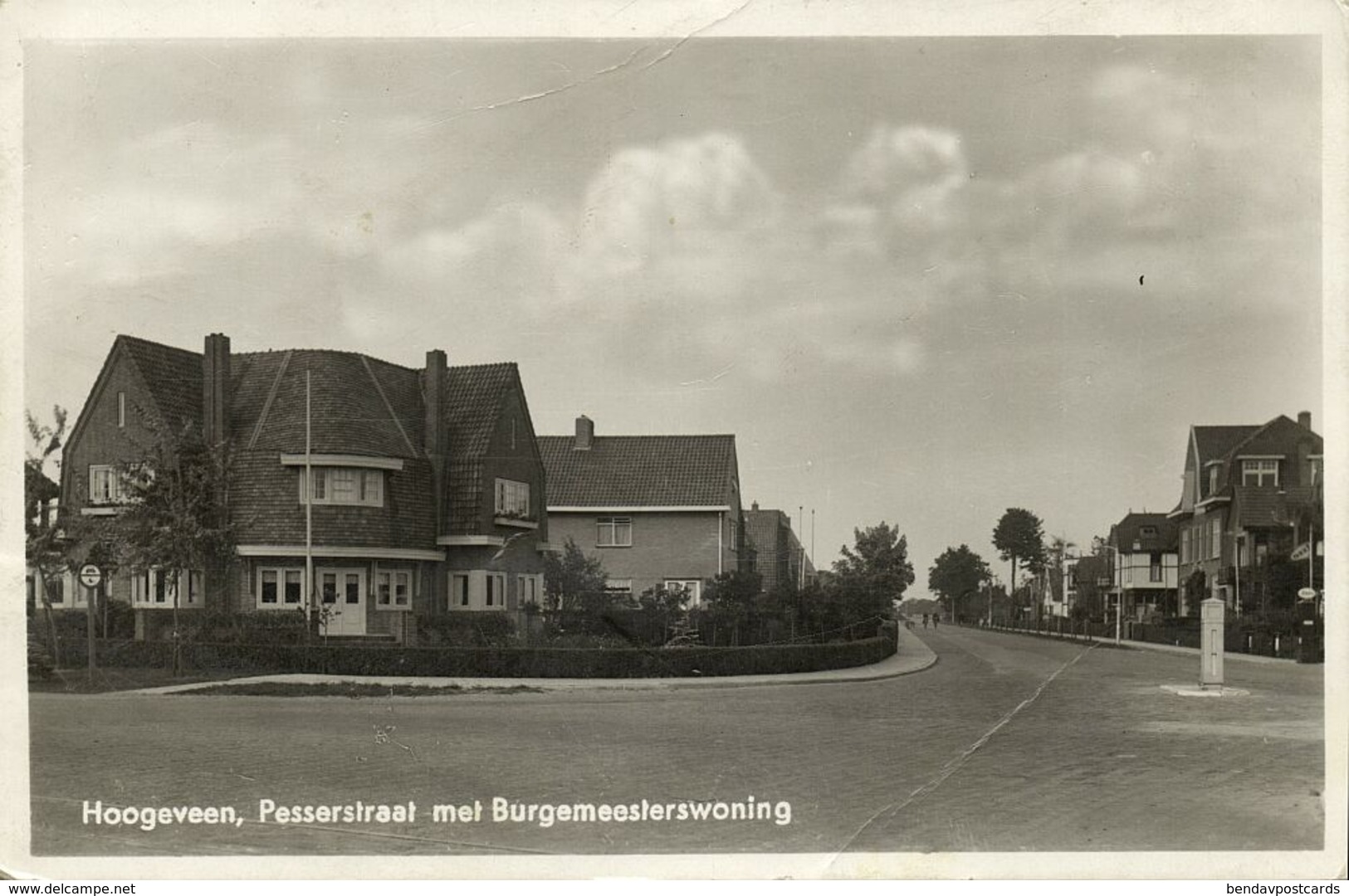 Nederland, HOOGEVEEN, Pesserstraat Met Burgemeesterswoning (1940s) Ansichtkaart - Hoogeveen