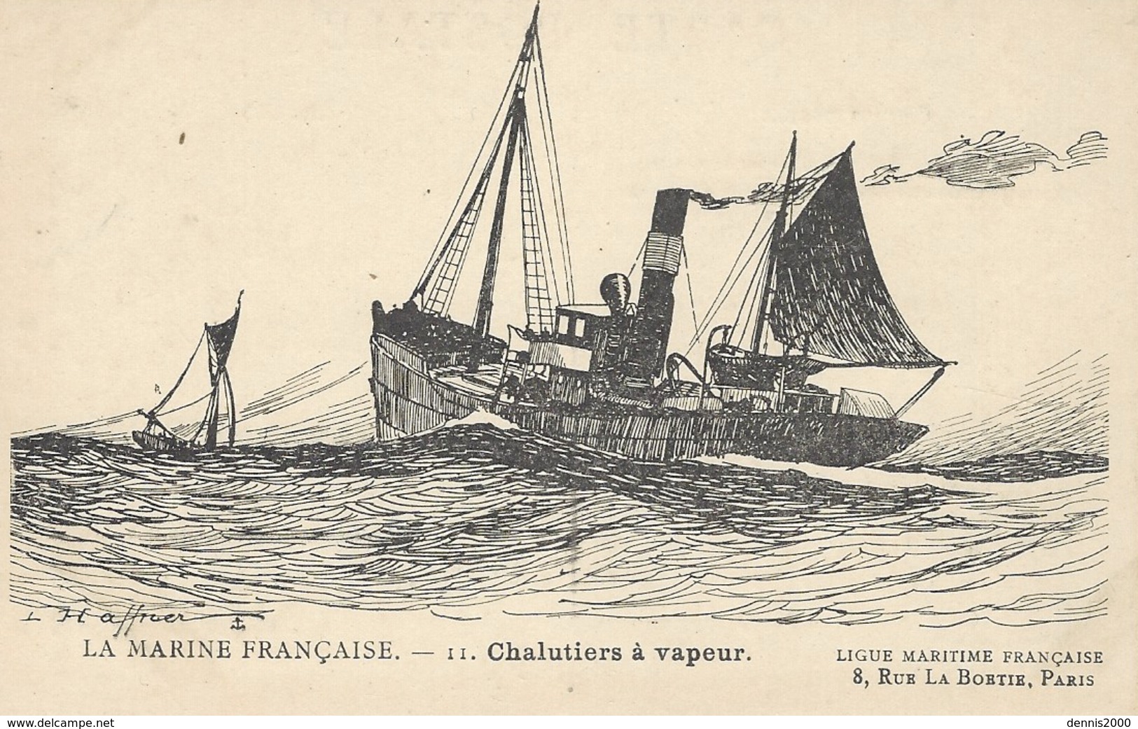 La Marine Française - 11 - Chalutiers à Vapeur - Illust. HAFFNER - Ed. Ligue Maritime Française, Paris - Haffner