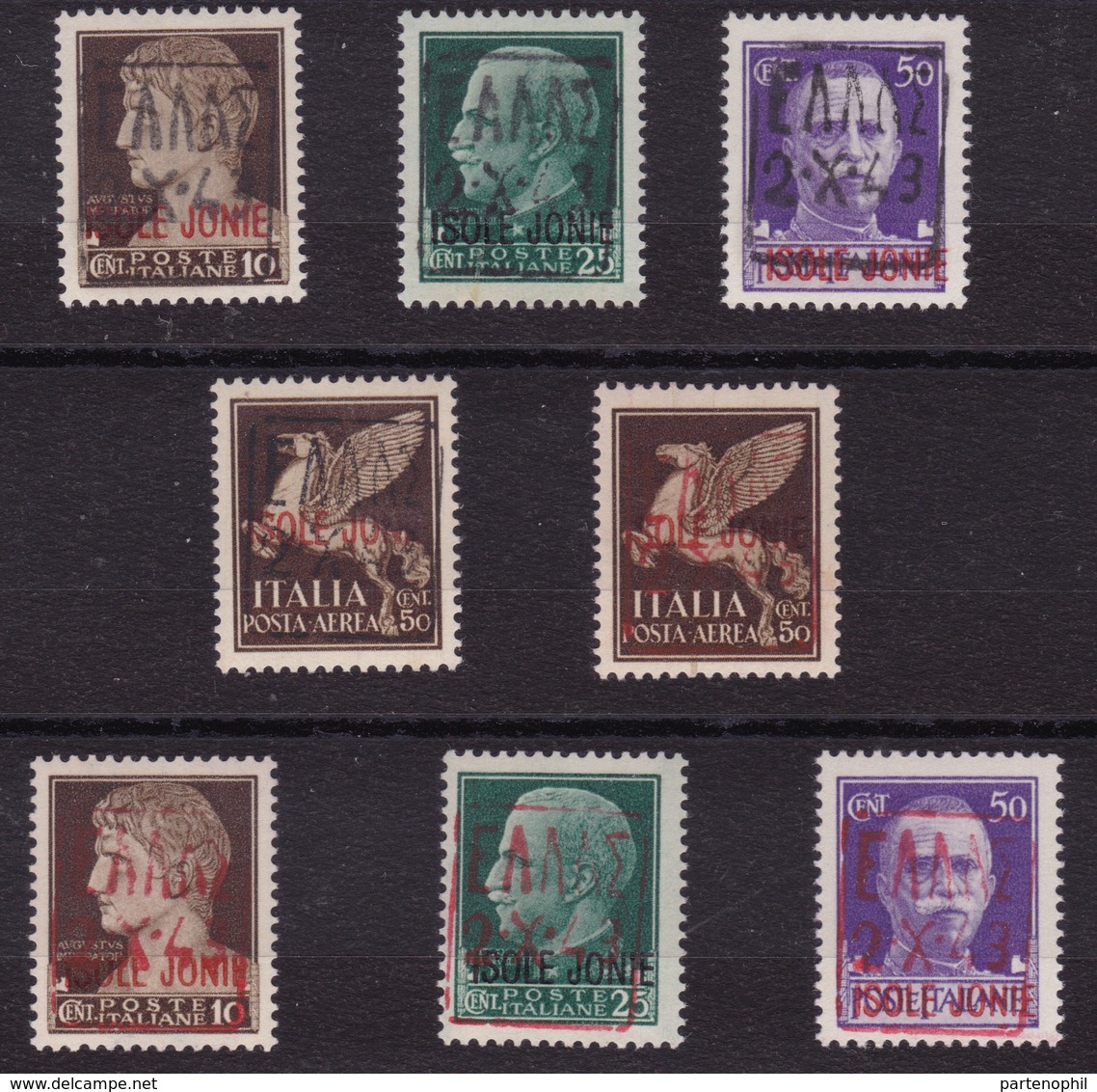 451 **  Zante 1943 – F.lli Delle Isole Jonie Soprastampati N. 1/6+p.a.1/2. Cert. Biondi. MNH - Ocu. Alemana: Zante