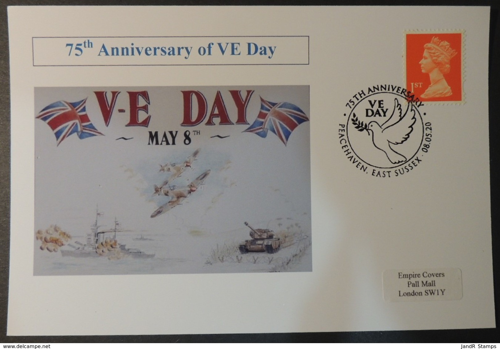 GB FDC VE Day 75th Anniversary - Postal Card With Peacehaven Cancel Ww2 Wwii - 2011-2020 Ediciones Decimales