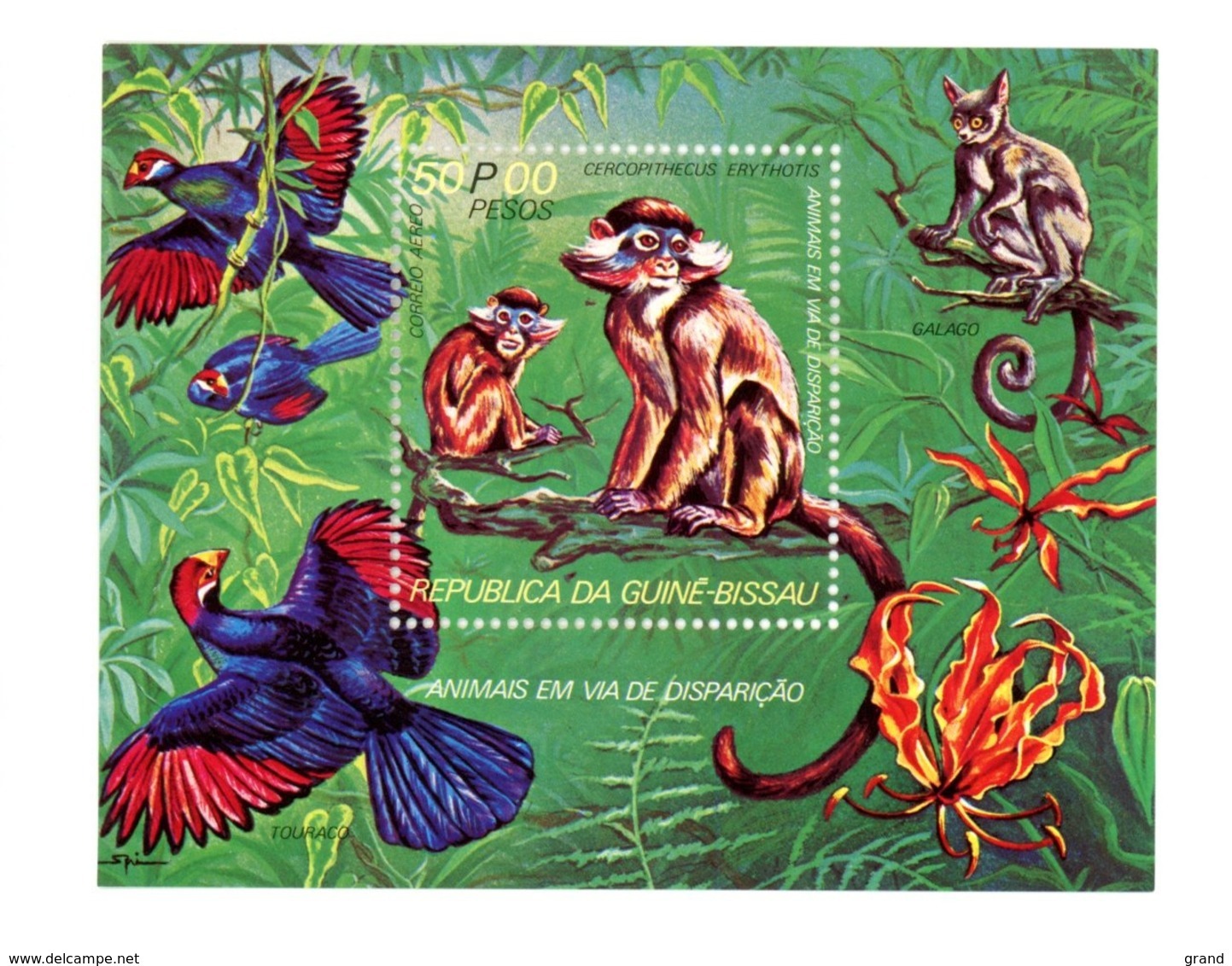 Guinée Bisssau 1978-Animaux En Voie De Disparition-singe,oiseaux,Orchidée   YT B14***MNH - Scimmie