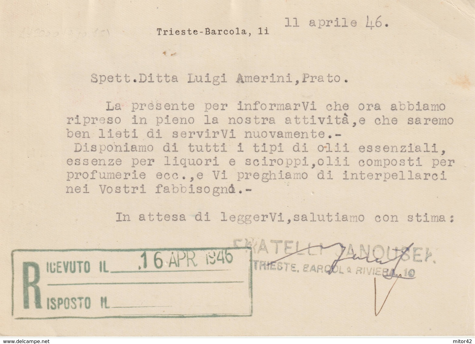 21-AMGVG-Occupazione Alleata Venezia Giulia-L1(x3)-Cartolina Commerciale X Prato - Altri & Non Classificati