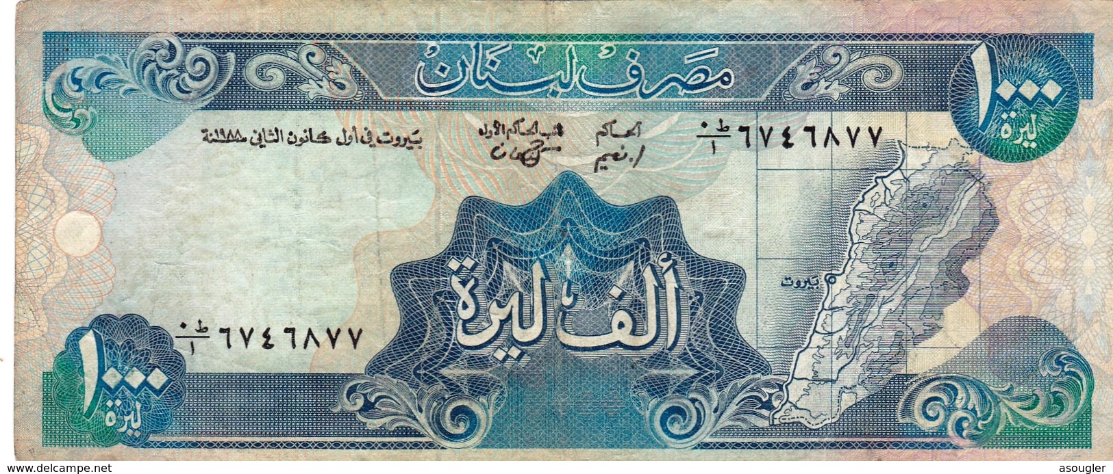 LEBANON 1000 LIVRES 1988 VF P-69a "free Shipping Via Regular Air Mail (buyer Risk)" - Liban