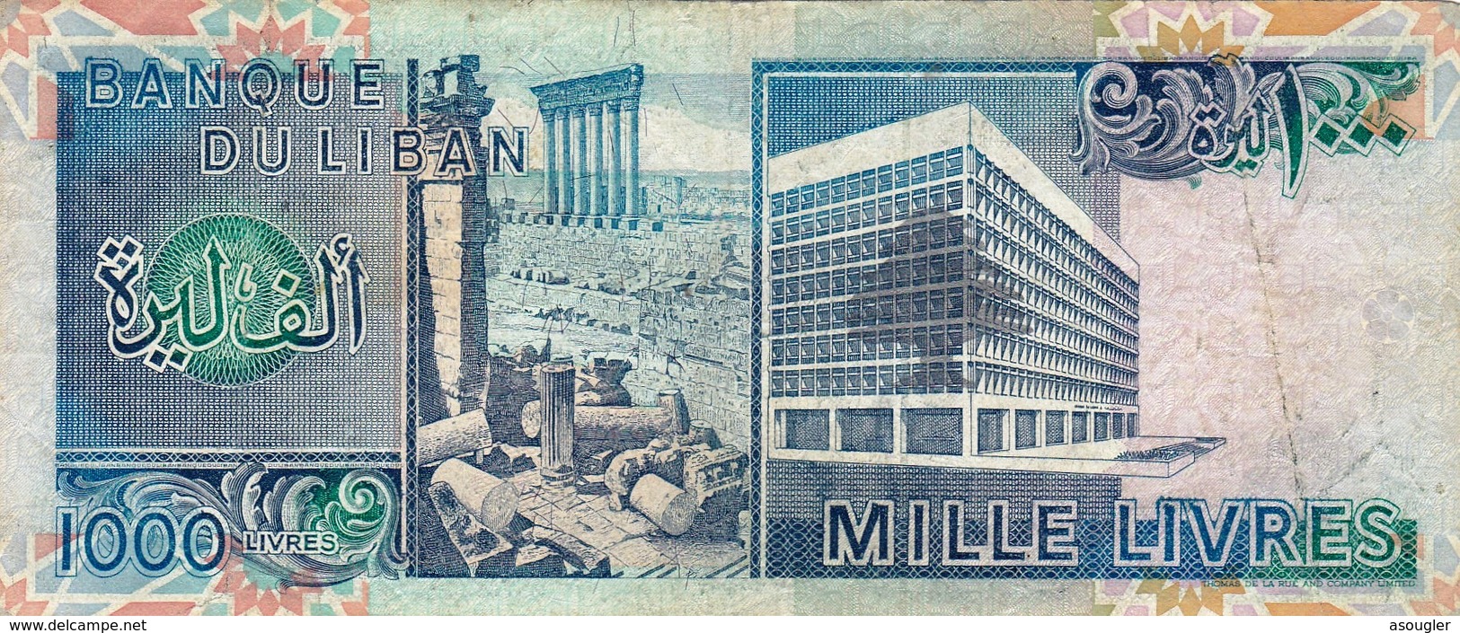 LEBANON 1000 LIVRES 1988 VF P-69a "free Shipping Via Regular Air Mail (buyer Risk)" - Liban