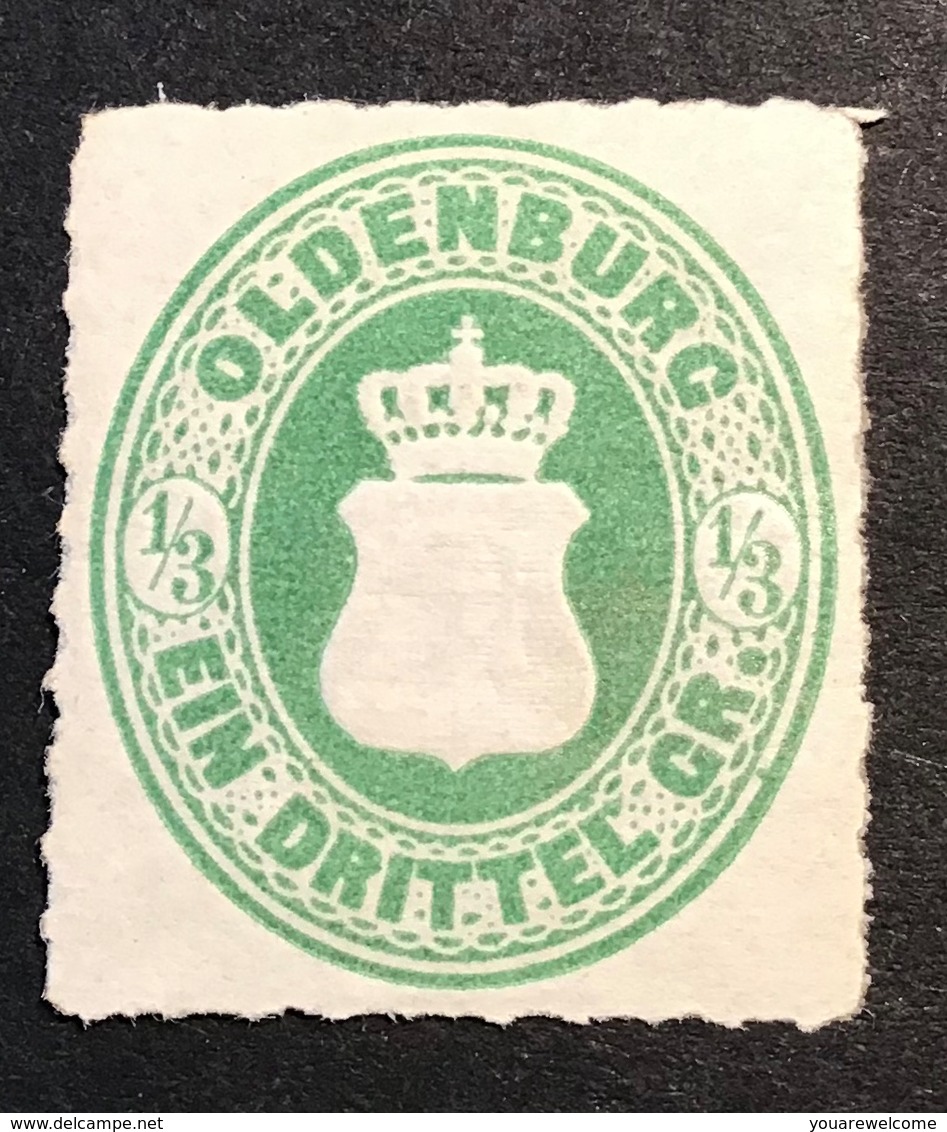 Oldenburg Mi 15B 40€ Tadellos * KABINETTSTÜCK (XF/SUP)1862 1/3 Gr Grün Durchstich 10  (Oldenbourg MHOG - Oldenburg
