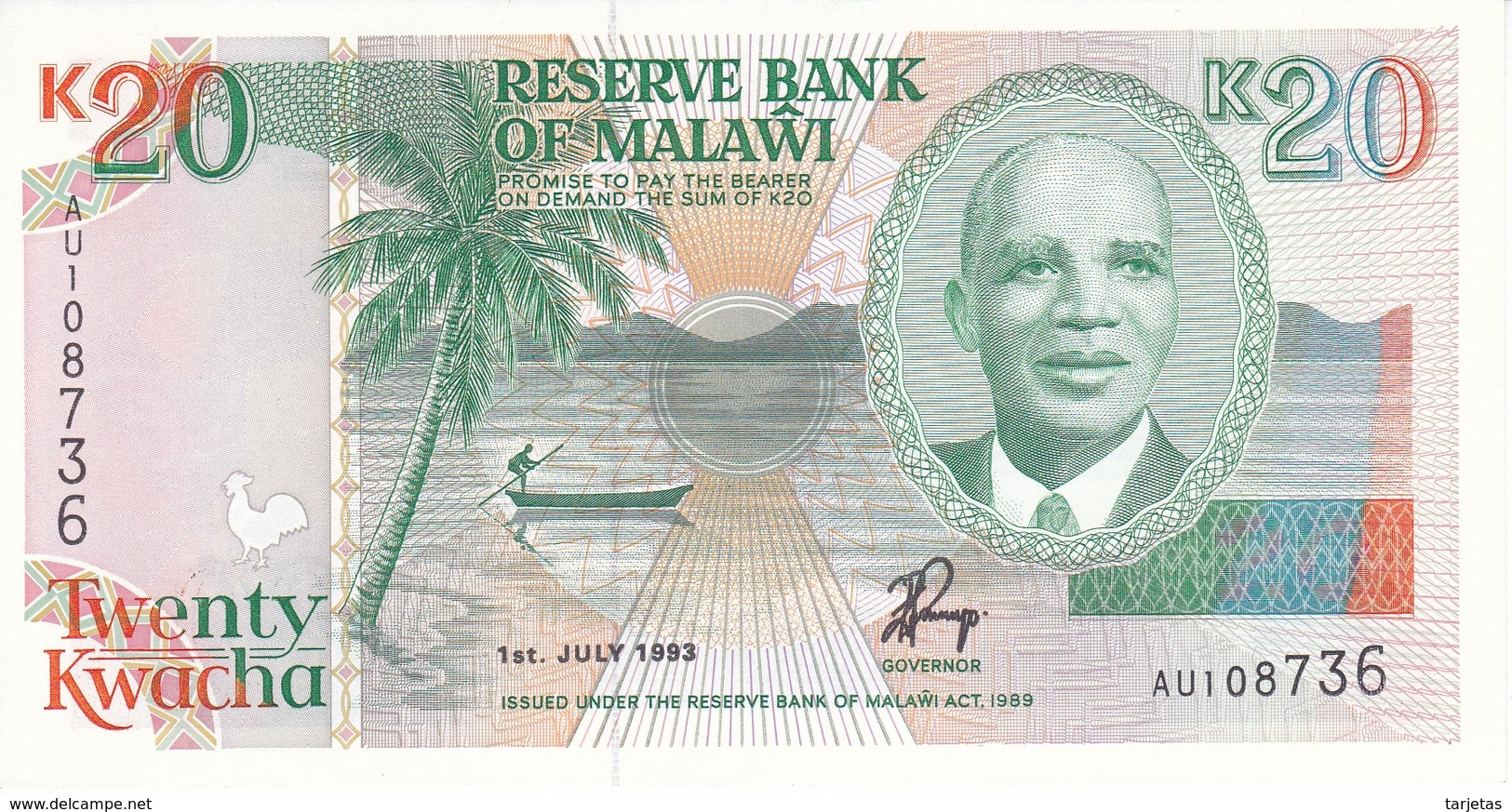 BILLETE DE MALAWI DE 20 KWACHA DEL AÑO 1993 SIN CIRCULAR-UNCIRCULATED (BANKNOTE) - Malawi