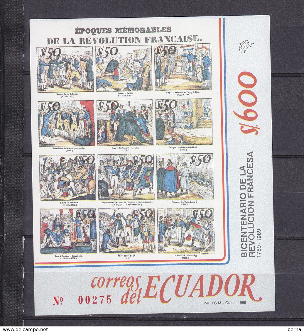 EQUATEUR BLOC 89 REVOLUTION FRANCAISE ET PHILEXFRANCE LUXE NEUF SANS CHARNIERE - Franz. Revolution