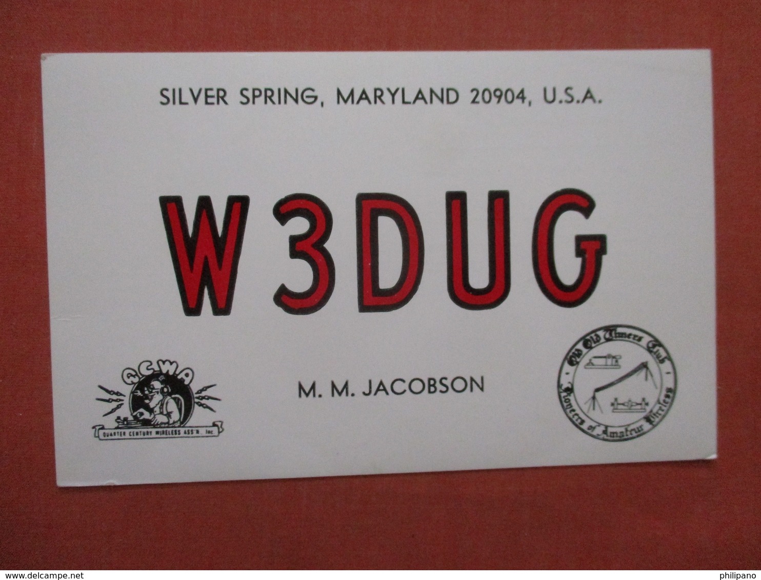 Silver Spring   Maryland  W3DUG   M.M. Jacobson  Ref 4044 - Andere & Zonder Classificatie