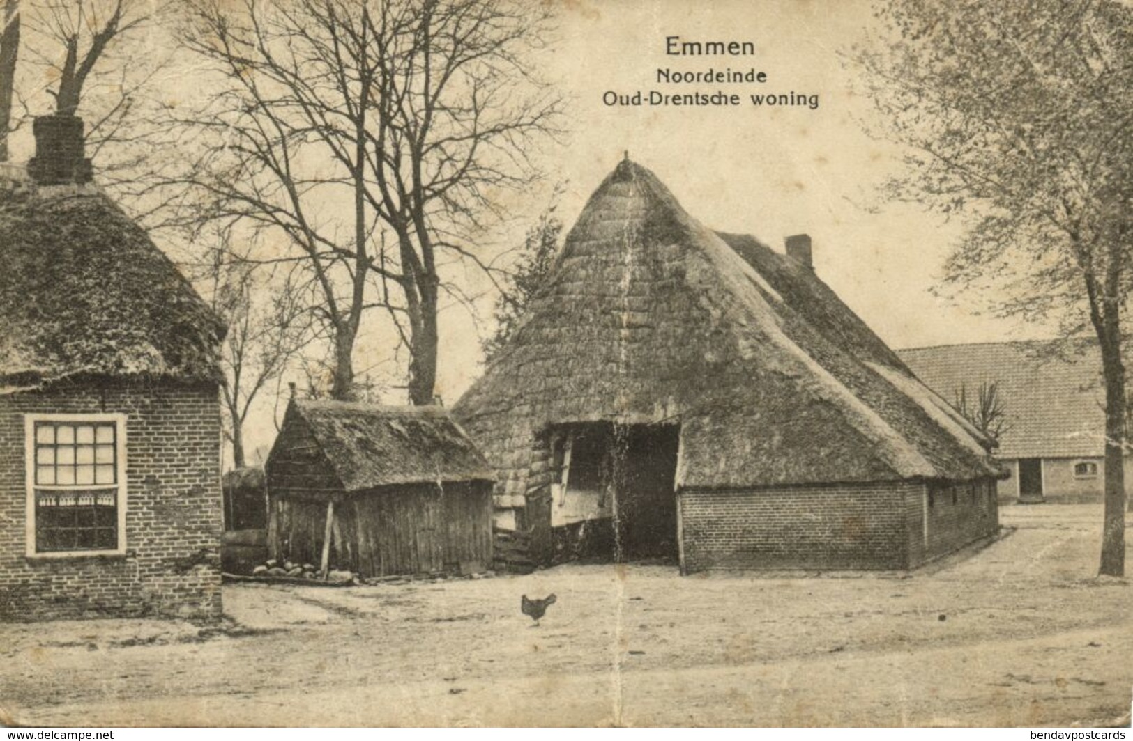 Nederland, EMMEN, Noordeinde Oud-Drentsche Woning (1910s) Ansichtkaart - Emmen