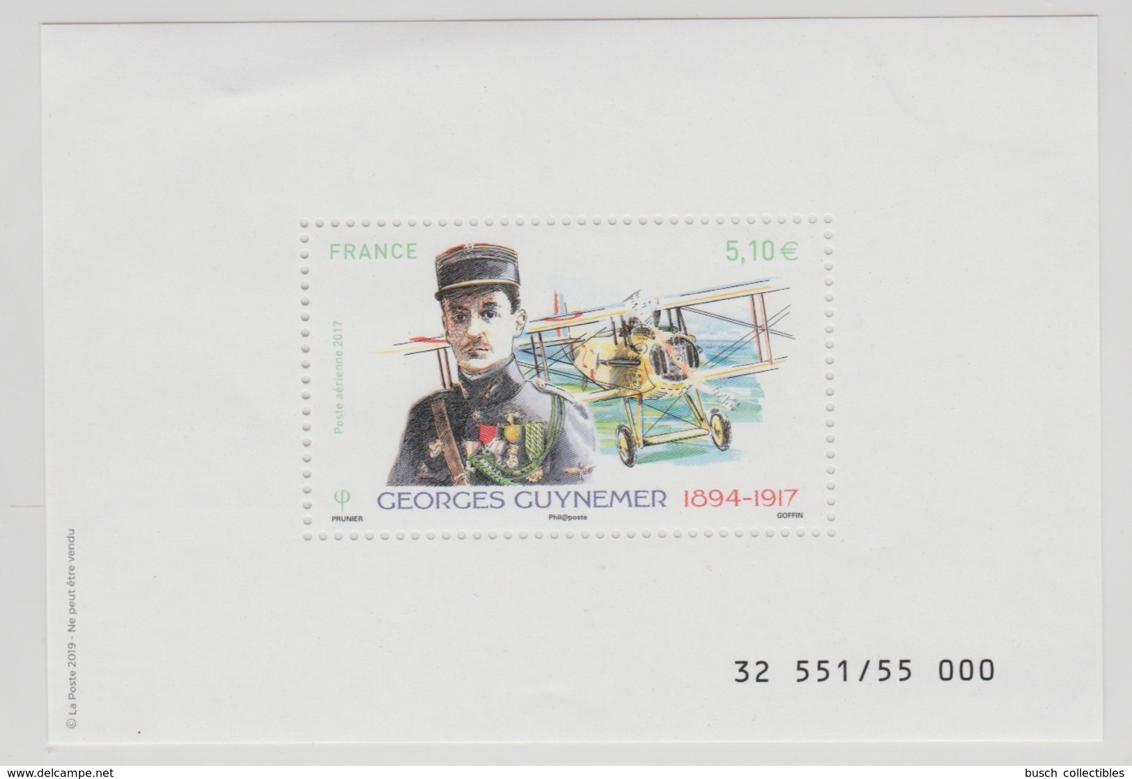 France 2017 / 2018 Georges Guynemer Poste Aérienne P.A. Offert Aux Abonnés Tirage 55 000 Numérotés RARE ! ** - Mint/Hinged