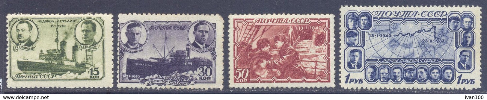 1940.USSR/Russia, Polar Research, Ice-Breaker "Georgy Somov", Mich.741/44, 4v,  Mint - Neufs