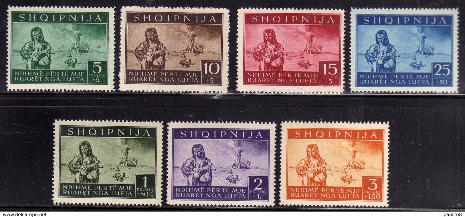 ALBANIA OCCUPAZIONE TEDESCA 1944 PRO SINISTRATI SERIE COMPLETA COMPLETE SET MNH - Ocu. Alemana: Albania