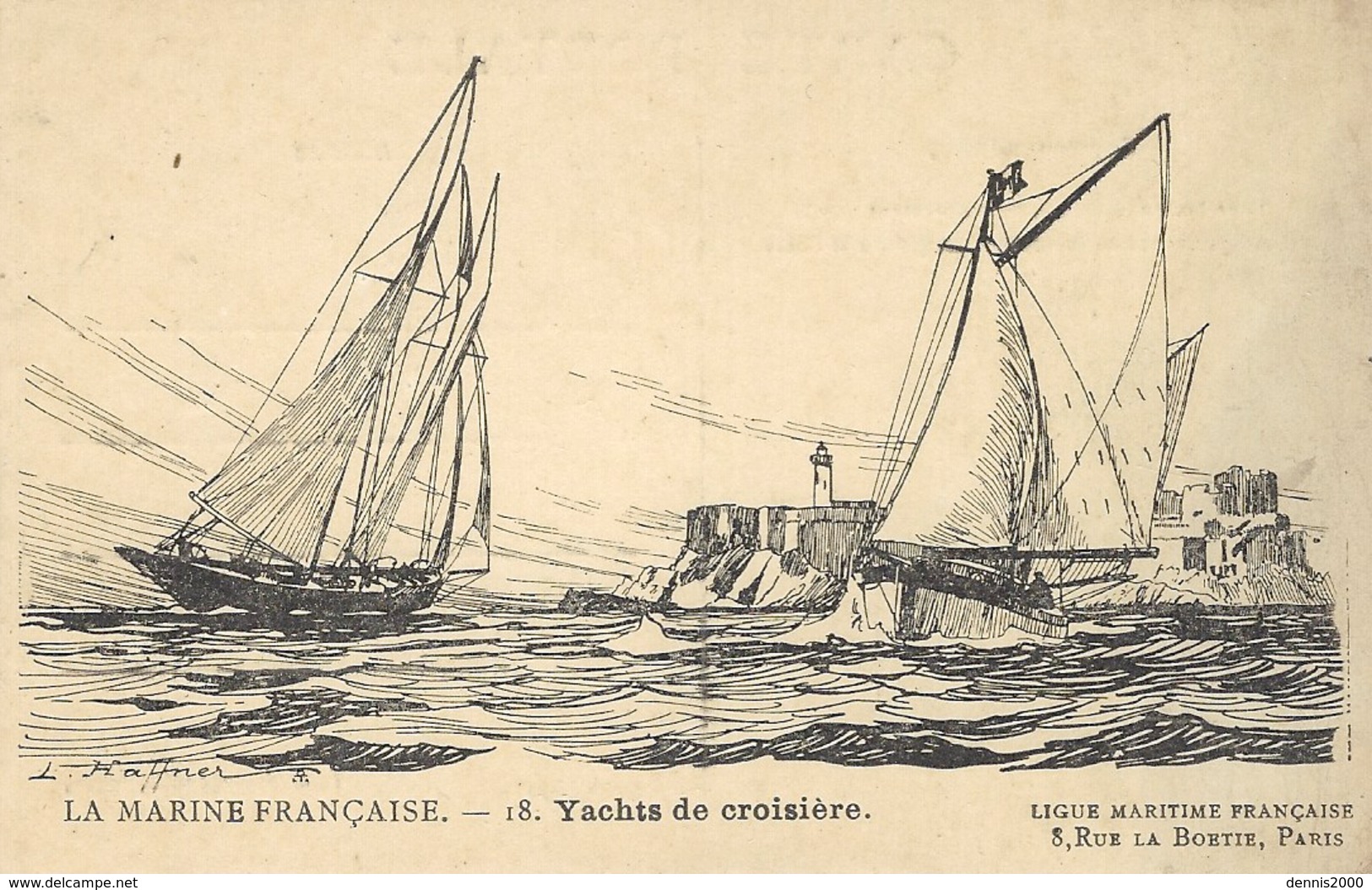 La Marine Française - 18 - Yachts De Croisière - Illust. HAFFNER - Ed. Ligue Maritime Française, Paris - Haffner