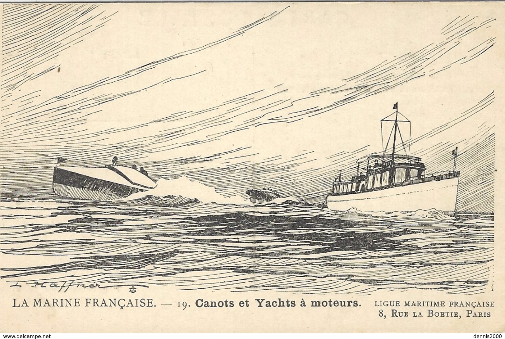 La Marine Française - 19 - Canots Et Yachts à Moteur - Illust. HAFFNER - Ed. Ligue Maritime Française, Paris - Haffner