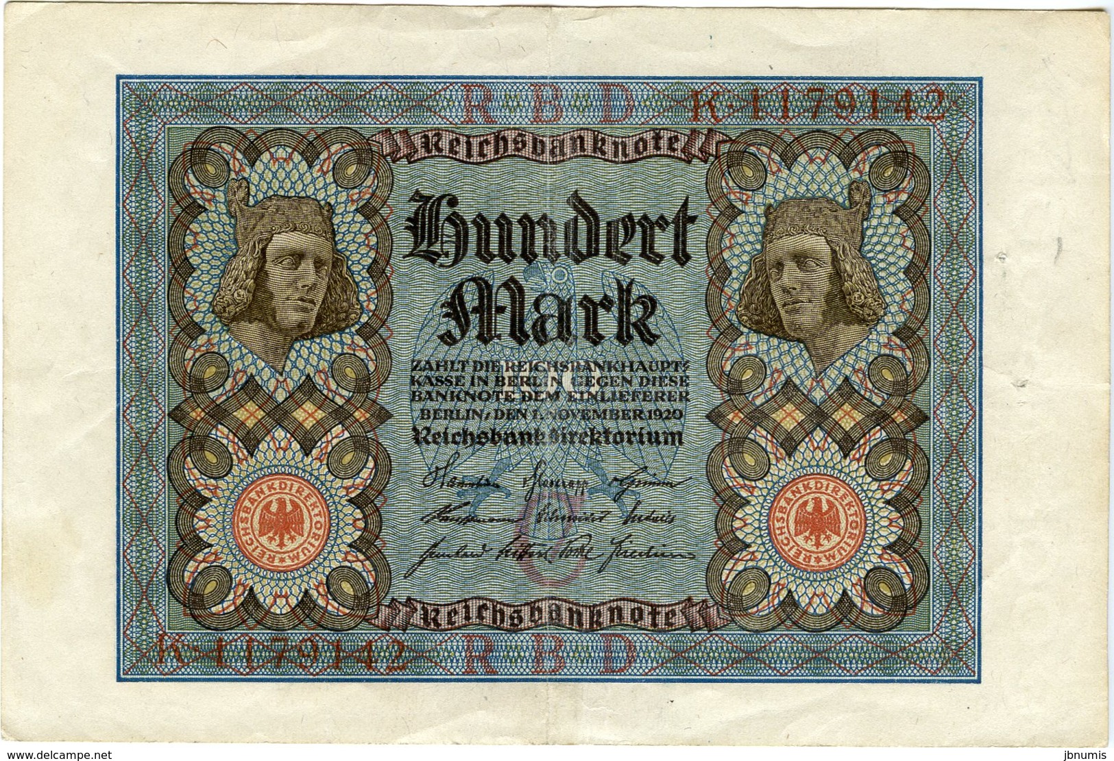 Allemagne Germany 100 Mark 1 November 1920 7 Chiffres P69a - 100 Mark