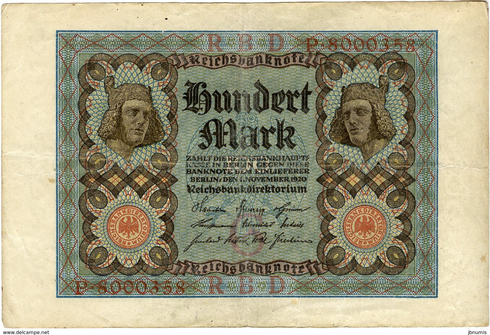 Allemagne Germany 100 Mark 1 November 1920 7 Chiffres P69a - 100 Mark