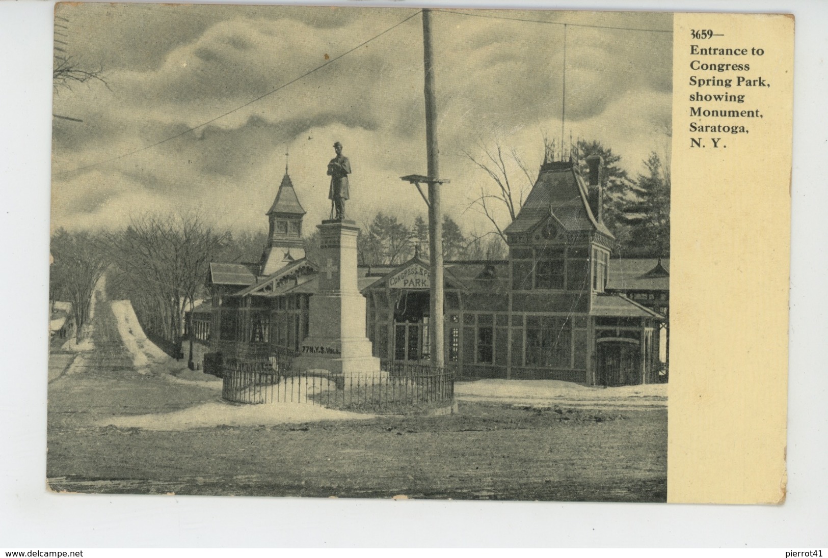 U.S.A. - NEW YORK - SARATOGA SPRINGS - Entrance To Congress Spring Park Showing Monument - Saratoga Springs