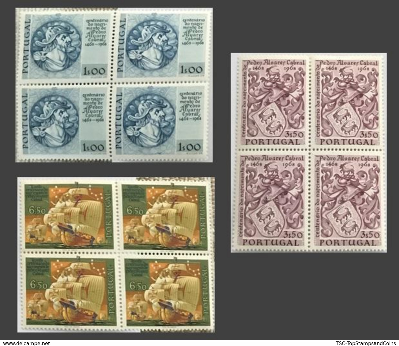 POR#3750-Complete Set Of 3 Blocks Of 4 MNH Stamps - 5.centenário Do Nascimento De Pedro Alvares Cabral - Portugal - 1969 - Blocs-feuillets