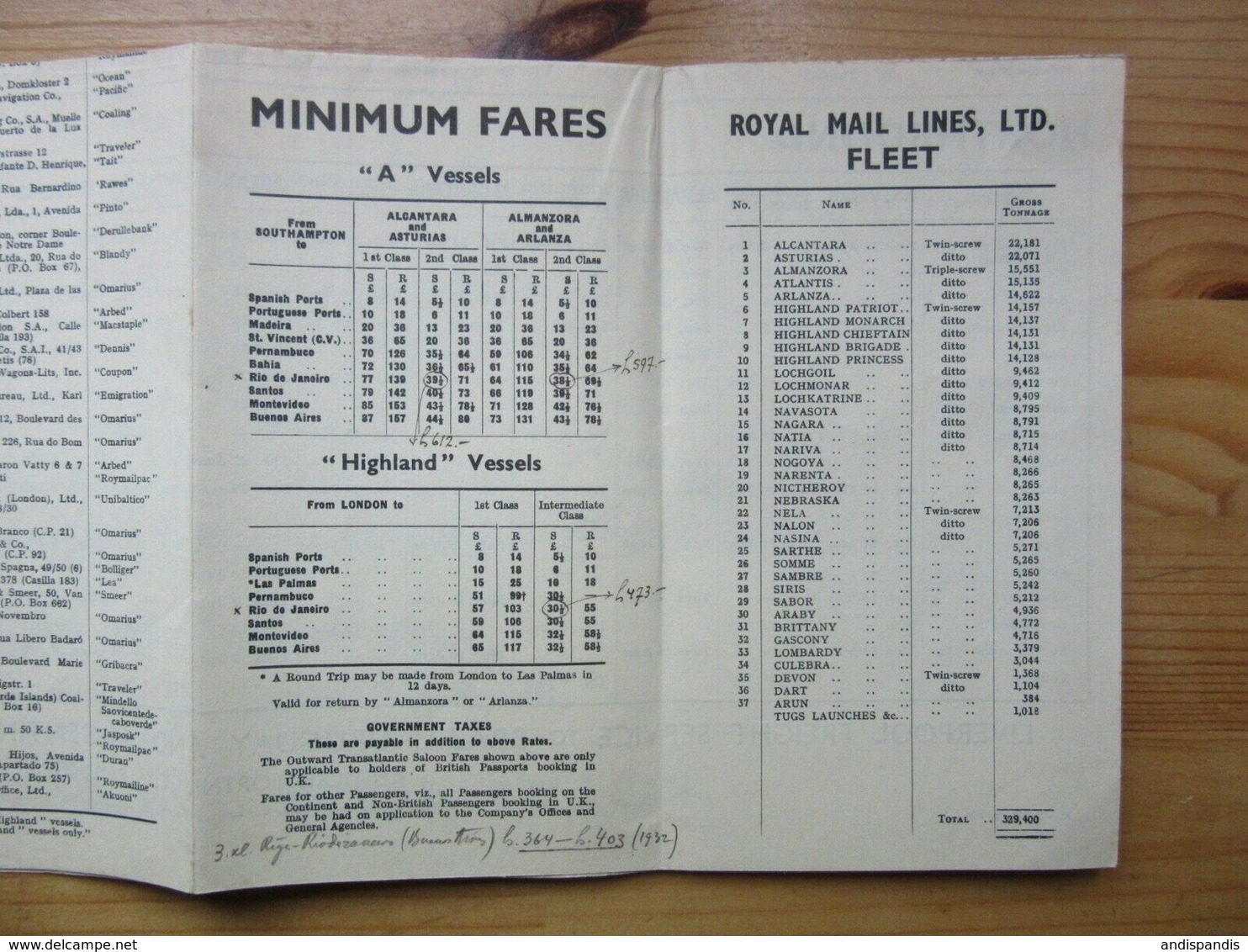 Royal Mail Steam Ship Company  SOUTh AMERICA  Booklet    Y 1935 - Otros & Sin Clasificación