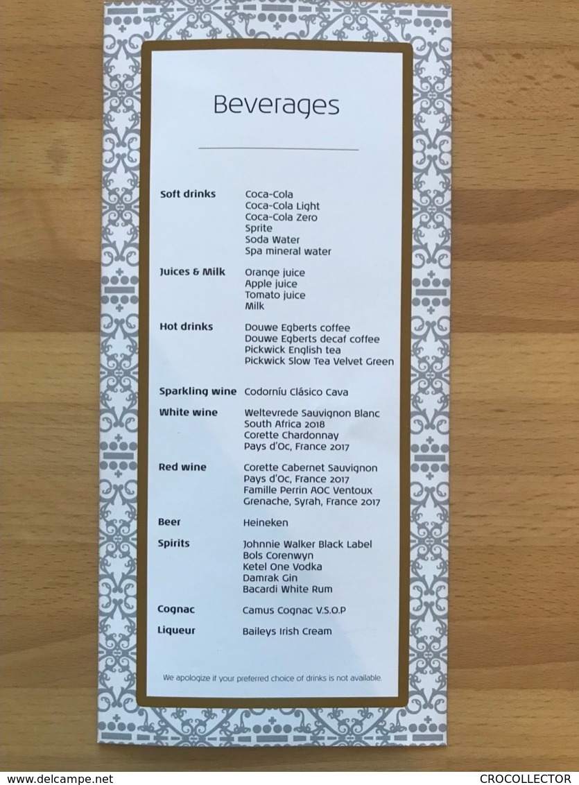 KLM Menu 50.2034 / 50.2038 - Menu Kaarten