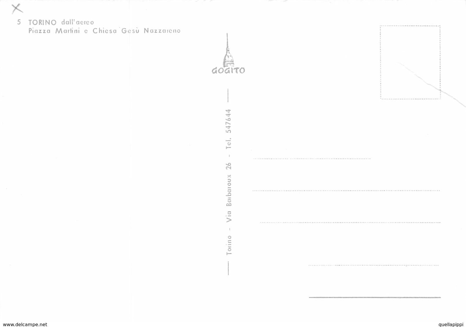 010640 "TORINO DALL'AEREO - PIAZZA MARTINI E CHIESA GESU' NAZZARENO"  ANIMATA, AUTO. CART NON SPED - Piazze