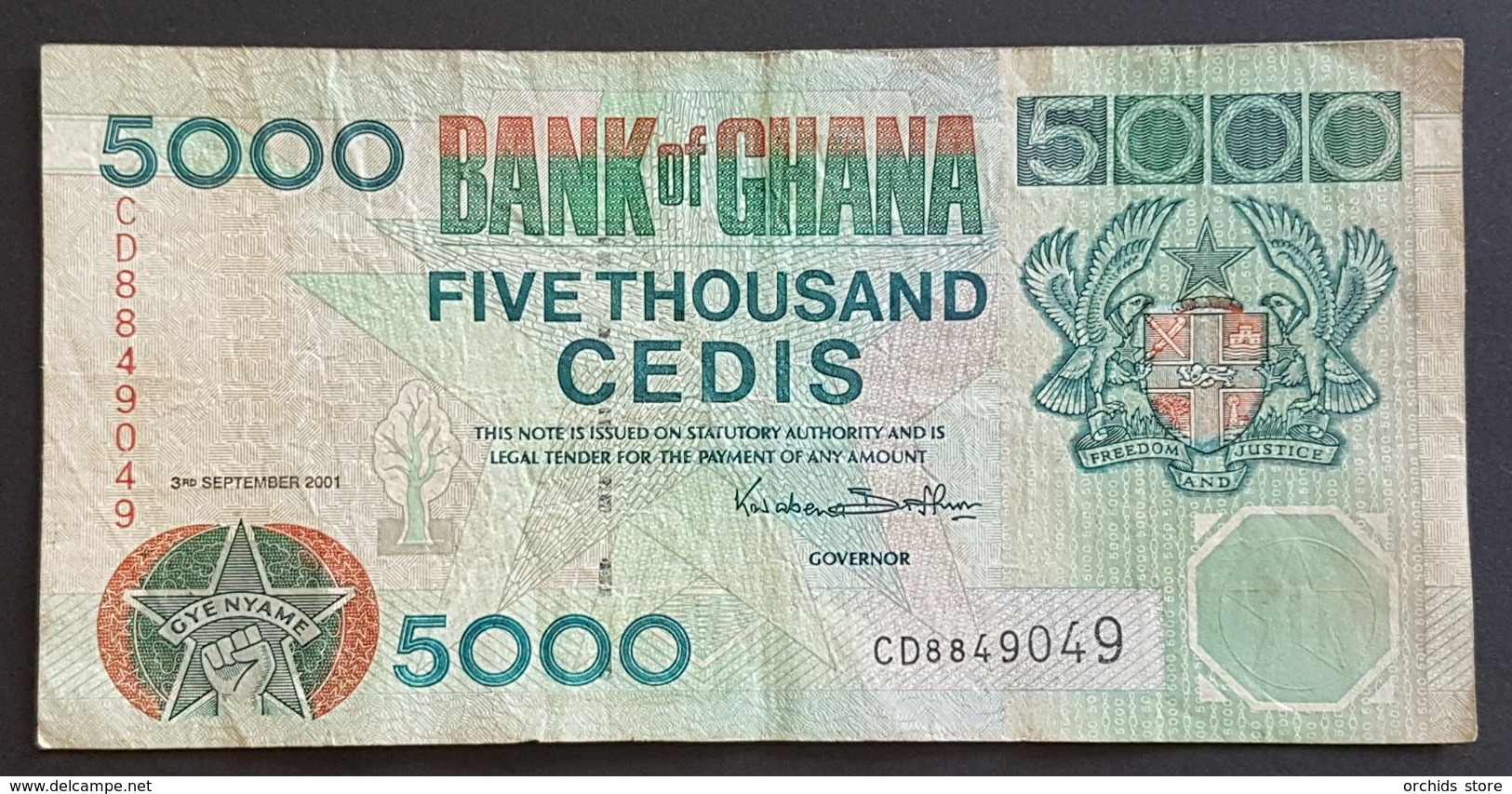EM0505 - Ghana 5000 Cedis Banknote 2001 #CD8849049 - Ghana