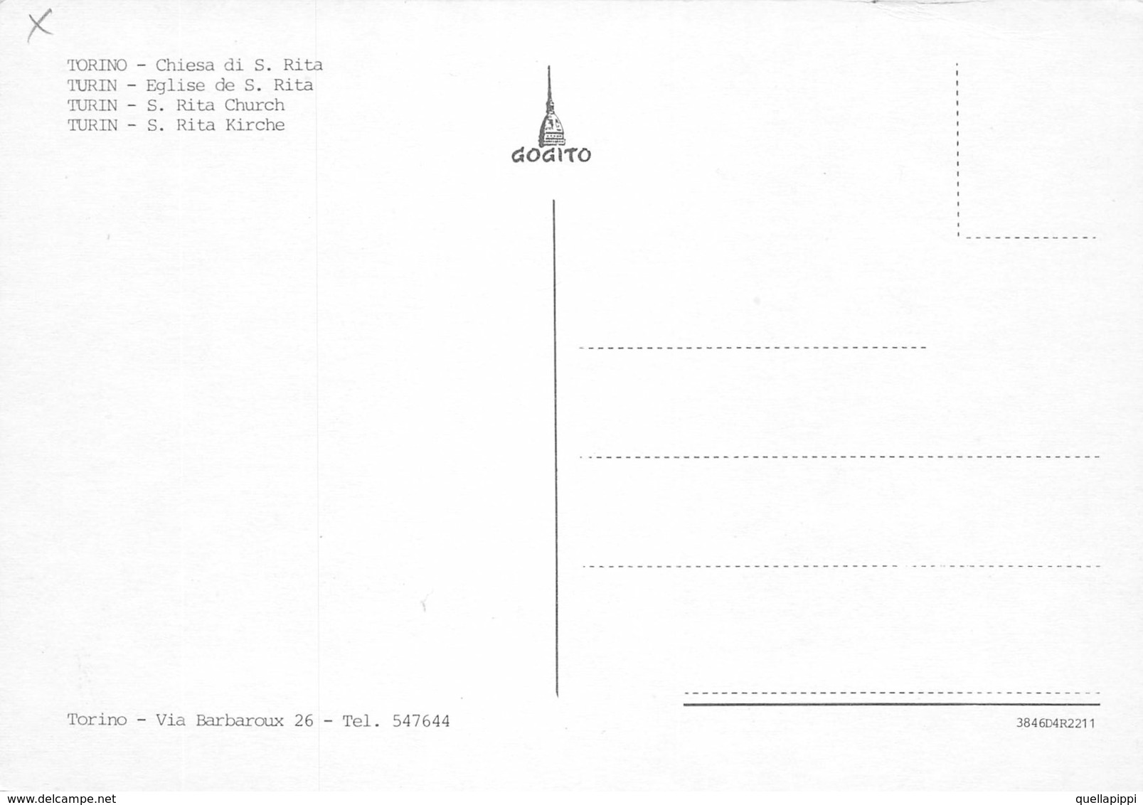 010643 "TORINO - CHIESA SANTA RITA"  ANIMATA, AUTO. CART NON SPED - Kirchen