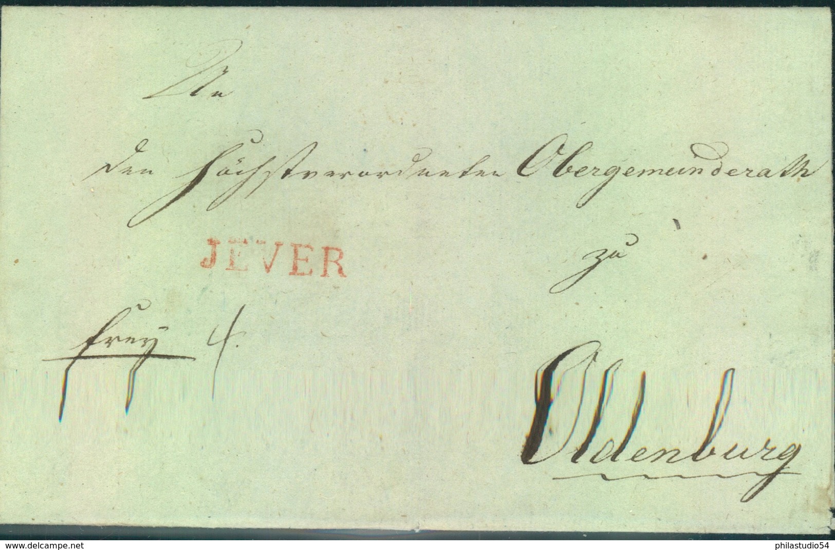 1838 (ca.), Falrbirefhülle Mit L1 "JEVER" Nach Oldenburg - Prephilately