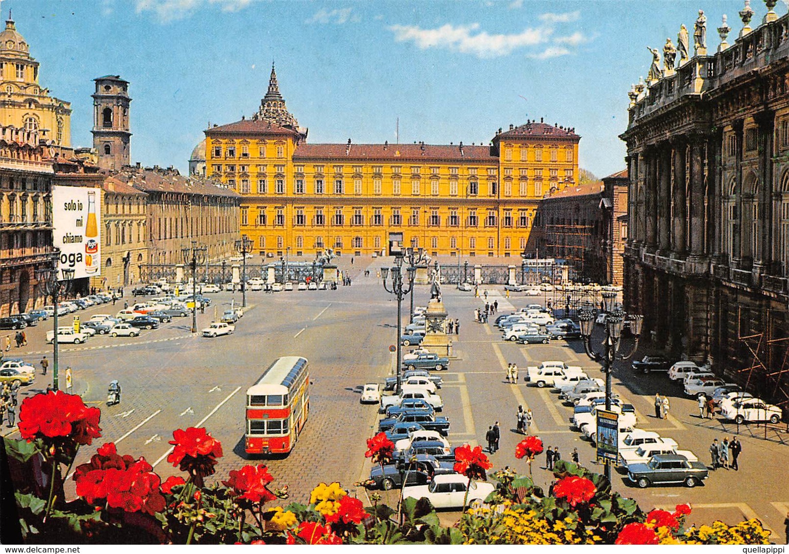 010646 "TORINO - PIAZZA CASTELLO"  ANIMATA, AUTO, AUTOBUS 2 PIANI. CART NON SPED - Places & Squares