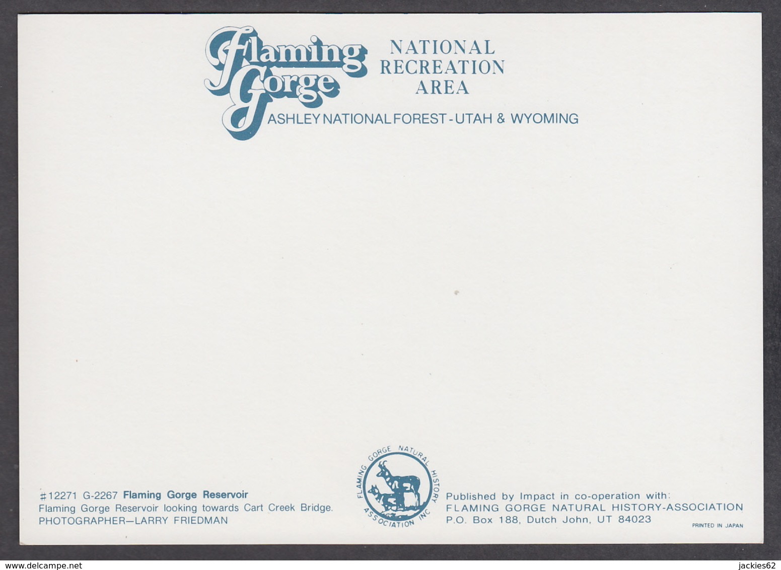 115193/ UTAH, Flaming Gorge National Recreation Area, Flaming Gorge Reservoir (Wyoming) - Altri & Non Classificati