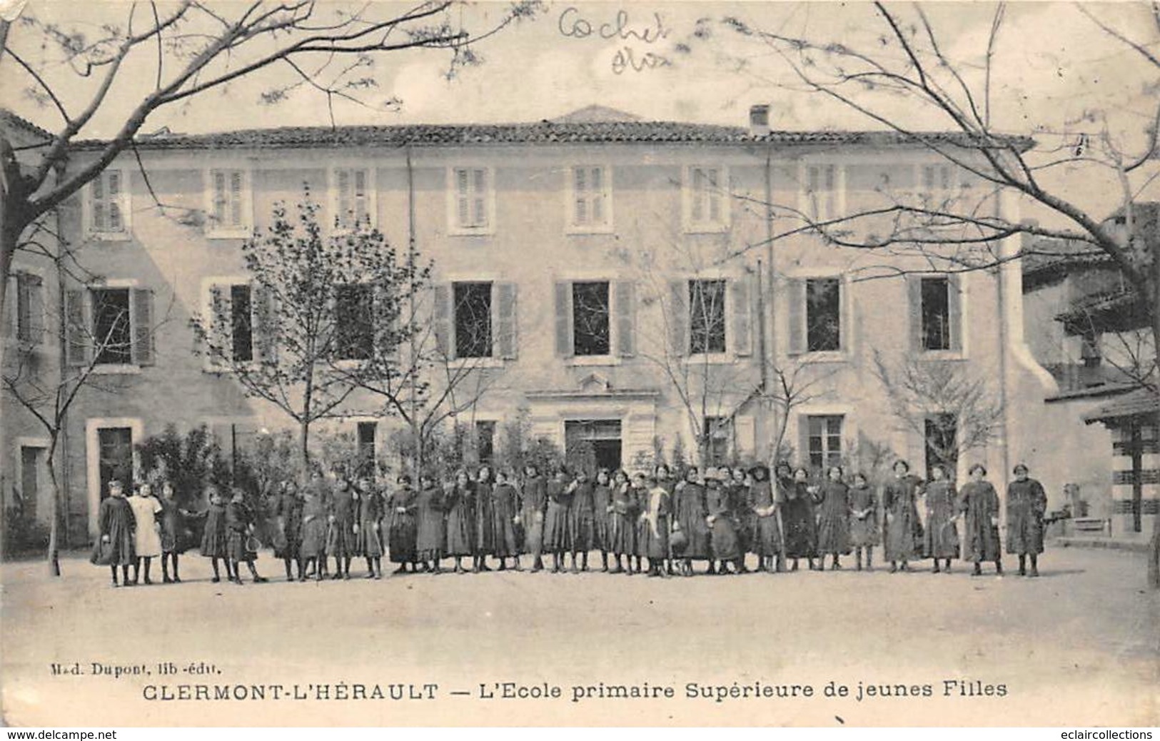 Clermont L'Hérault      34   Ecole Primaire Supérieure De Jeunes Filles . Cachet Croix Rouge                 (Voir Scan) - Clermont L'Hérault