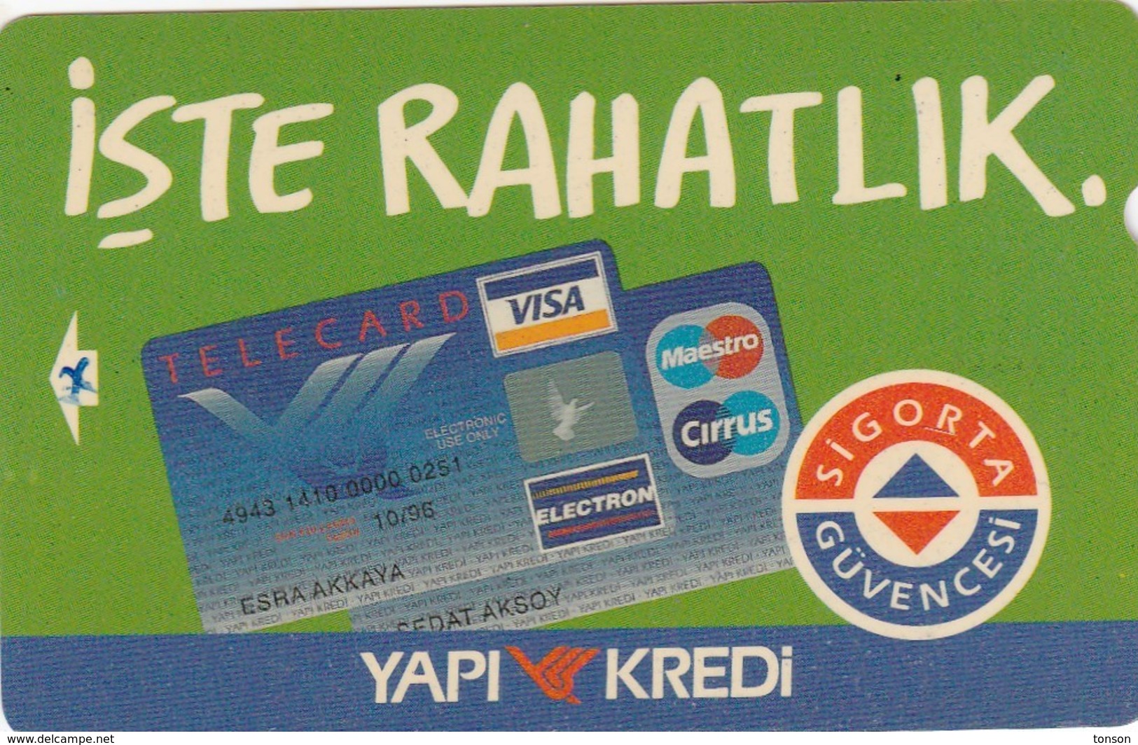 Turkey, TR-PTT-ADV-0077, 100 Units, Green, Yapi Kredi Bankasi - Iste Rahatlik, VISA, Maestro, 2 Scans. - Turchia