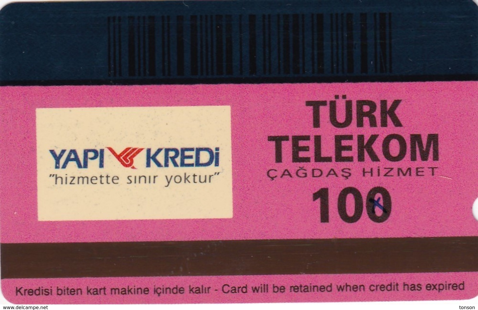 Turkey, TR-PTT-ADV-0077, 100 Units, Green, Yapi Kredi Bankasi - Iste Rahatlik, VISA, Maestro, 2 Scans. - Turchia