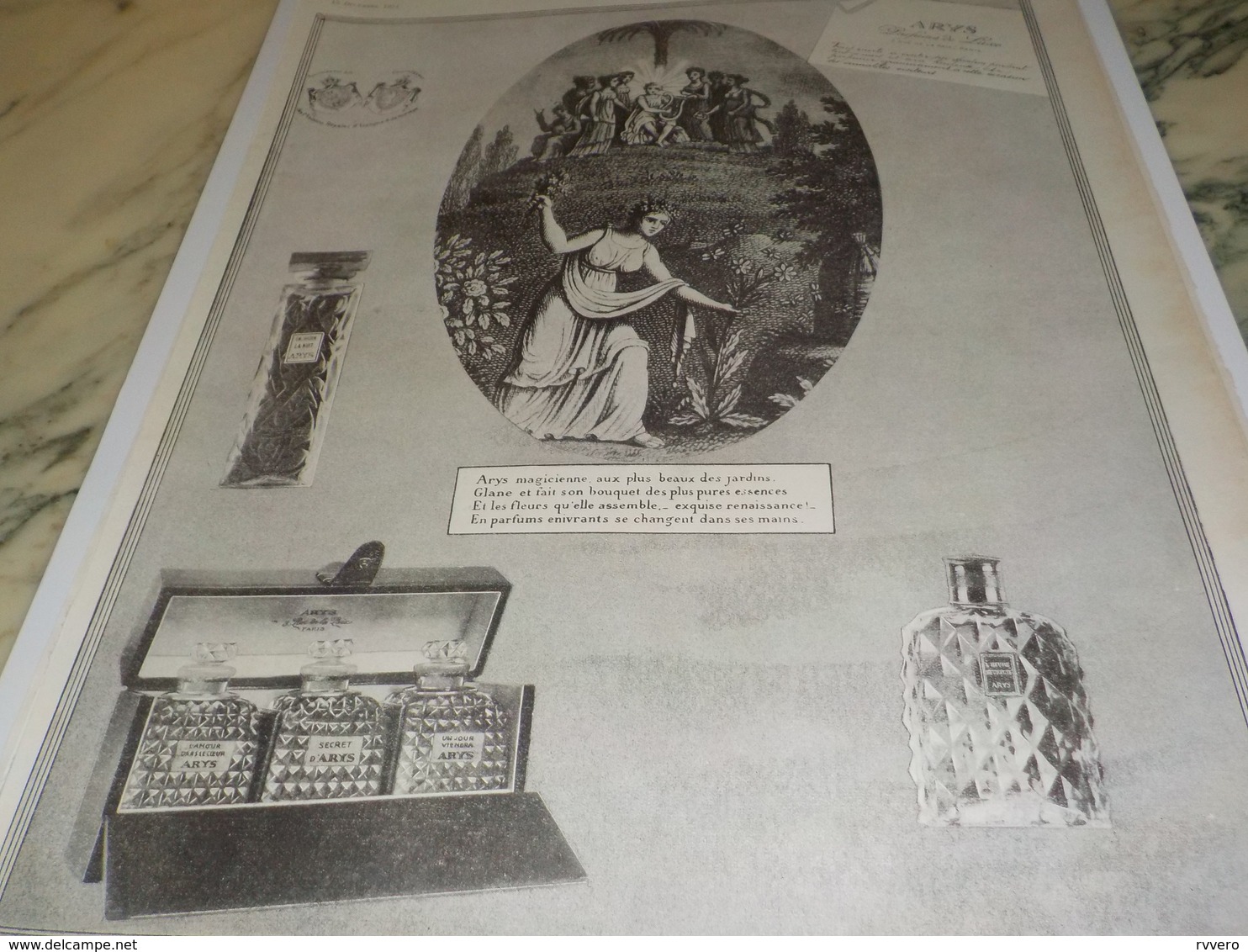 ANCIENNE PUBLICITE PARFUM DE LUXE DE  ARYS 1924 - Other & Unclassified