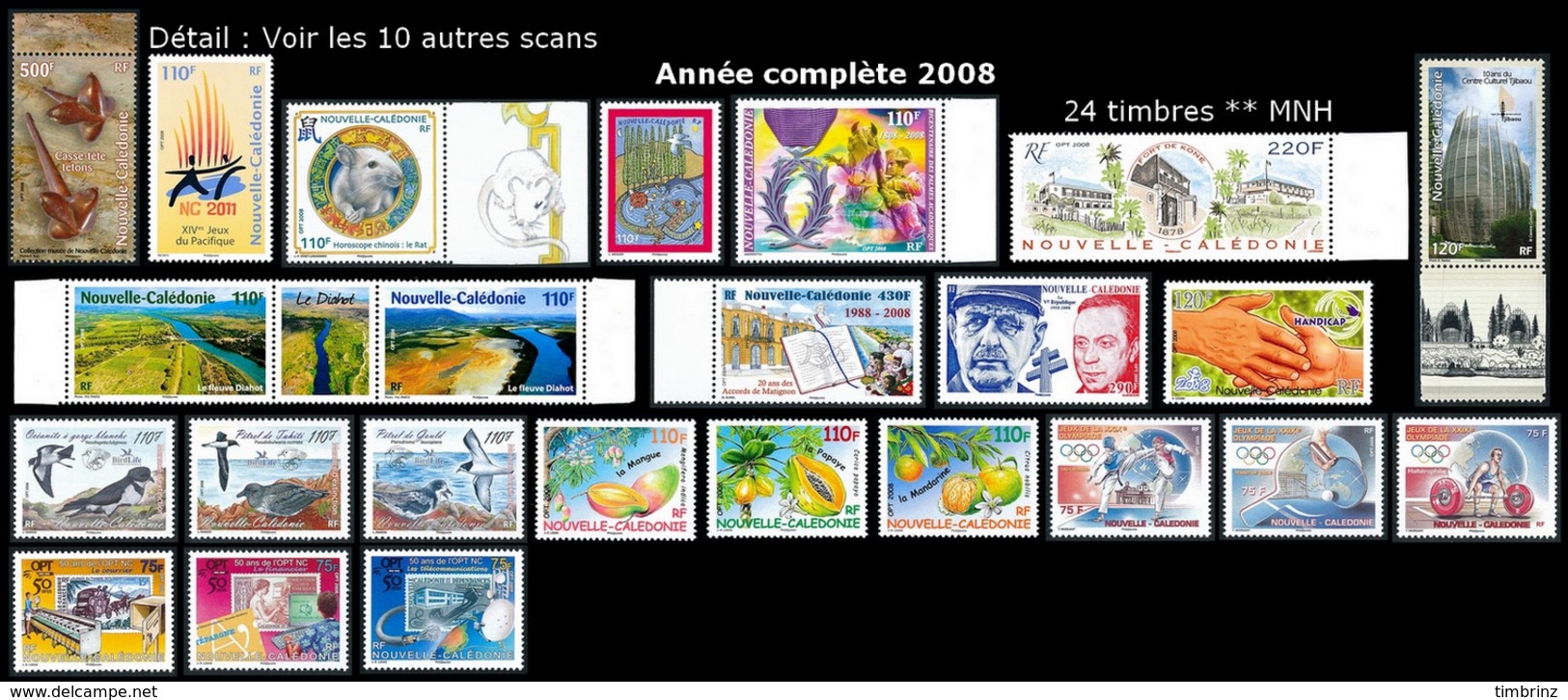 NOUV.-CALEDONIE Année Complète 2008 - Yv. 1034 à 1060 ** - 24 Tp ** MNH ..Réf.NCE23694 - Annate Complete