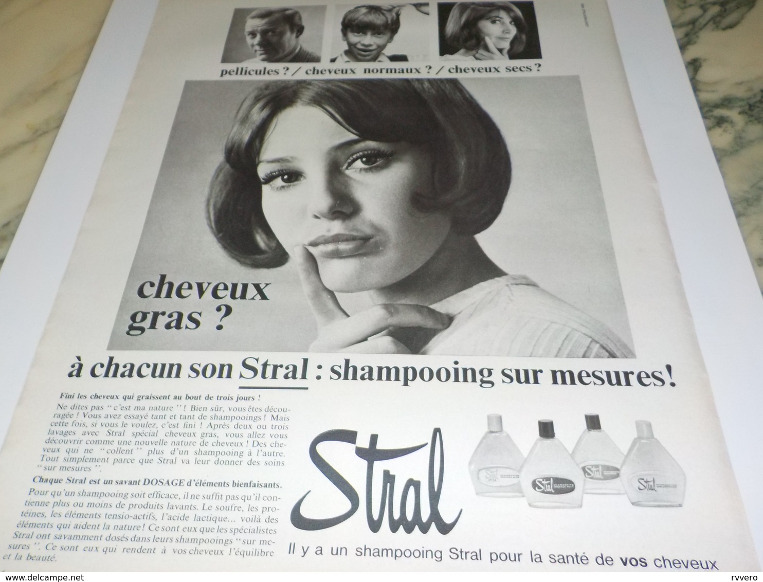 ANCIENNE PUBLICITE CHEVEUX GRAS  SHAMPOOING STRAL 1966 - Otros & Sin Clasificación