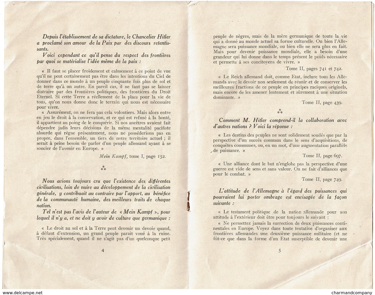 Ce Que M. Hitler N'a Pas Voulu Laisser Savoir Aux Peuples De Langue Anglaise (1938) - 5 Pages - 3 Scans - Andere & Zonder Classificatie