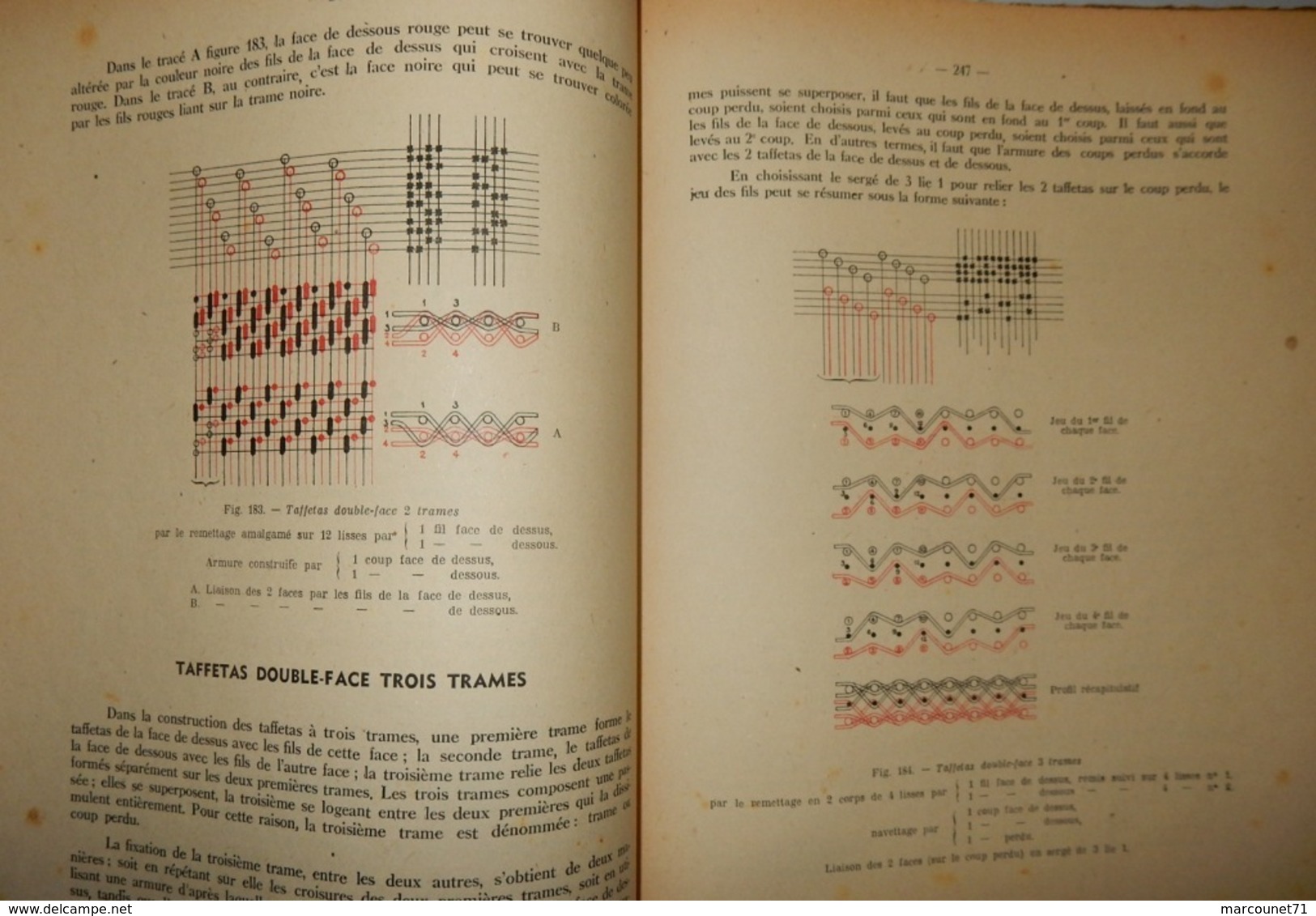 RARE ET ANCIEN DOCUMENT 1946 COURS DE THÉORIE DE TISSAGE LA SOIE TISSUS UNIS ARMURES CLASSIQUES ECOLE DE LYON GUICHERD