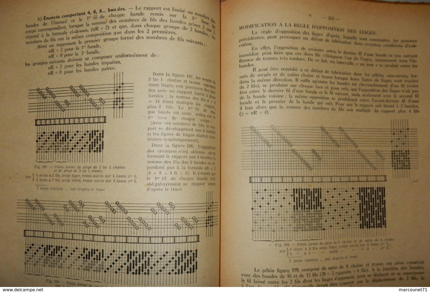 RARE ET ANCIEN DOCUMENT 1946 COURS DE THÉORIE DE TISSAGE LA SOIE TISSUS UNIS ARMURES CLASSIQUES ECOLE DE LYON GUICHERD