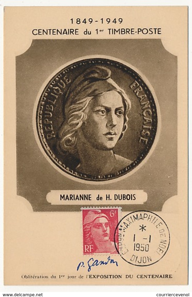 FRANCE - Carte Maximum Affr 6F Gandon - Exposition Maximaphile De Dijon - 1-1-1950 DIJON - 1945-54 Maríanne De Gandon