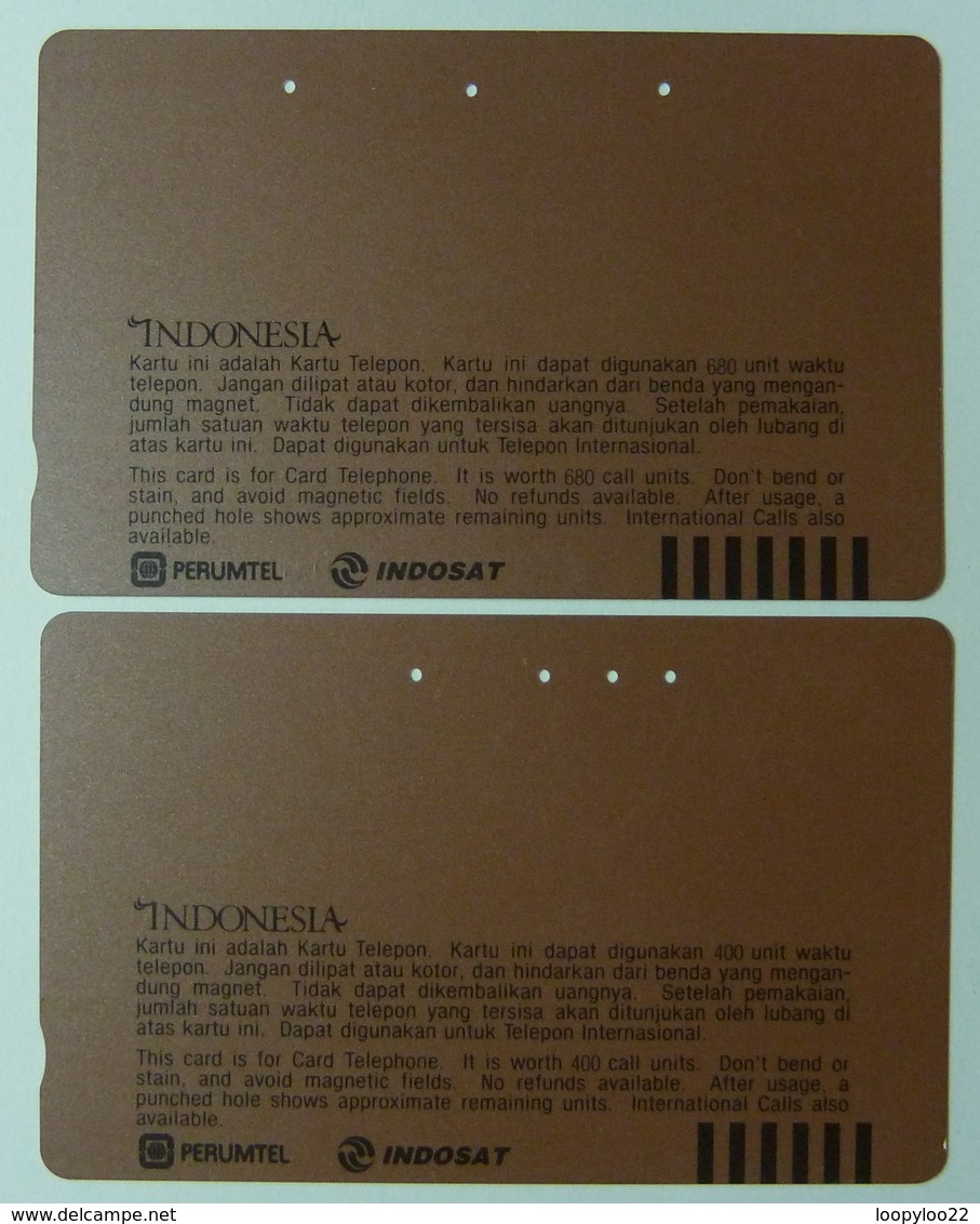 INDONESIA - Tamura - Set Of 2 - 400 & 680 Units - Perumtel - Used - Indonesien