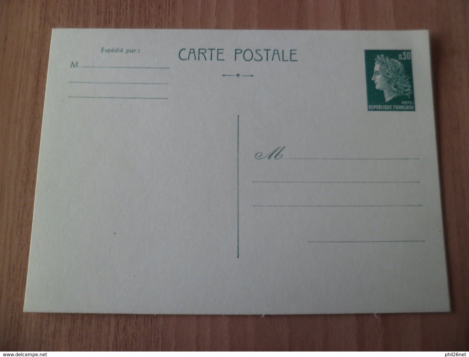 France Entiers Postaux Carte Postale 1611B-CP 1 Cheffer  0,30 Centimes Vert Sur Beige Clair Recto Divisé   Neuve   TB - Postales Tipos Y (antes De 1995)