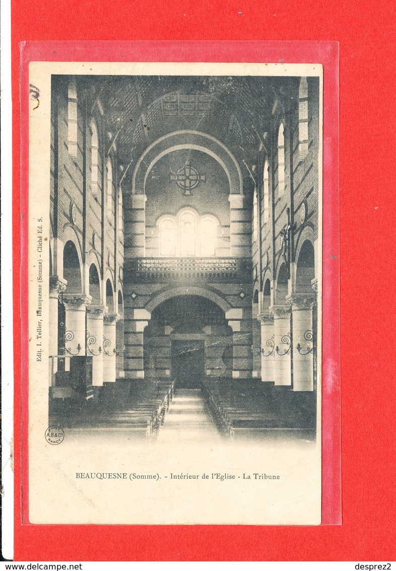 80 BEAUQUESNE Cpa Intérieur De L ' Eglise La Tribune   Edit A B Et Cie - Beauquesne