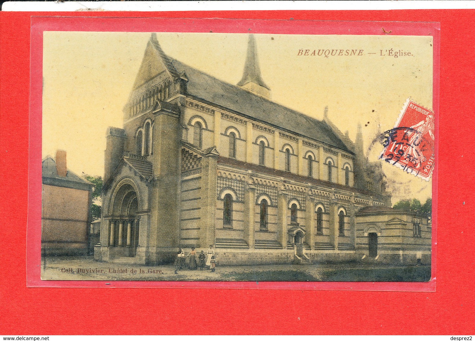80 BEAUQUESNE Cpa Animée L ' Eglise      Coll Duvivier Chalet De La Gare - Beauquesne
