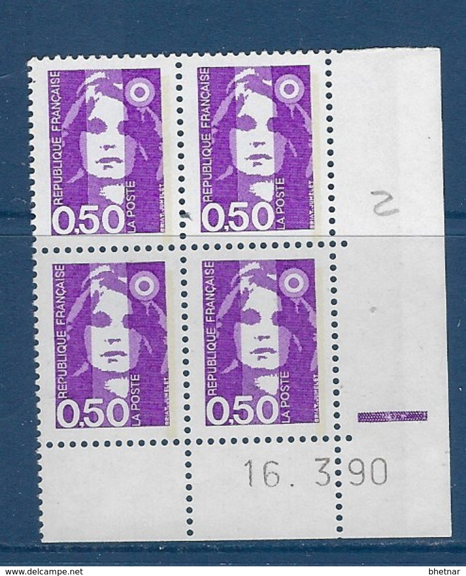 FR Coins Datés YT 2619 " Briat 50c. Violet " Neuf** Du 16.3.90 - 1990-1999